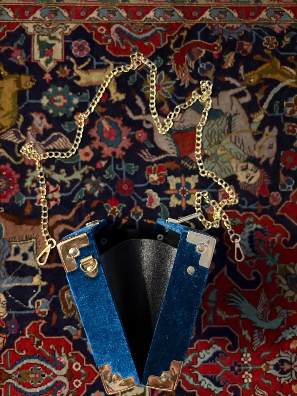 Celestial Kids Velvet Crossbody Bag with Gold Stars - Blue